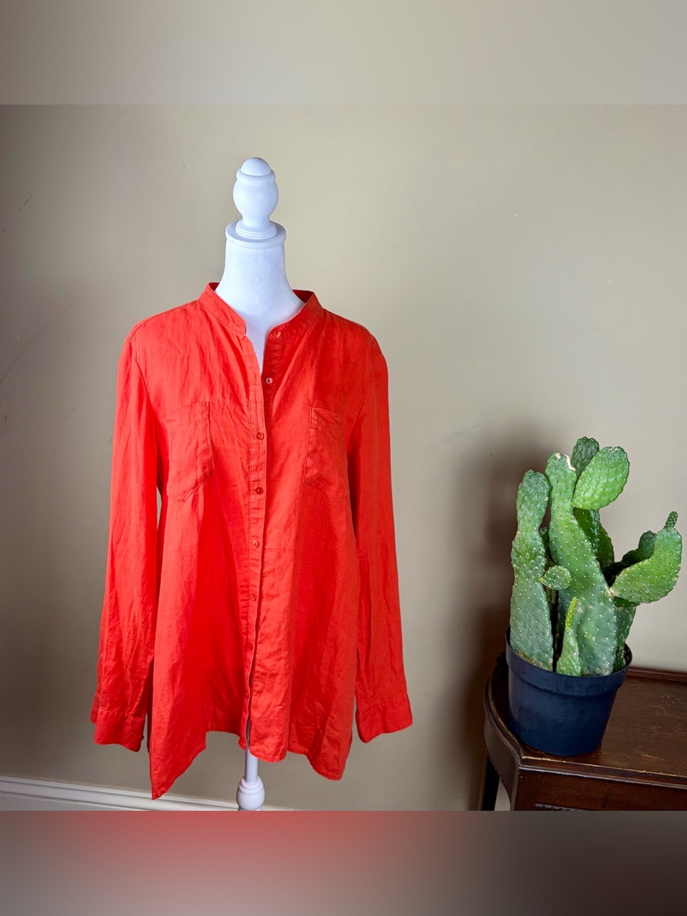 Organic Irish Linen Shirt Eileen Fisher Made in USA Women’s Size M